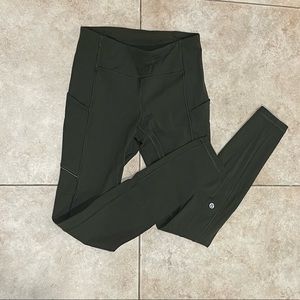 Lululemon 28 inches leggings, lightly worn, olive green, women’s U.S. size 4!